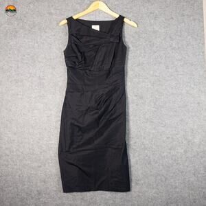 Suzi Chin For Maggy Boutique Shift Dress Black Sleeveless Cotton Blend Women's 4